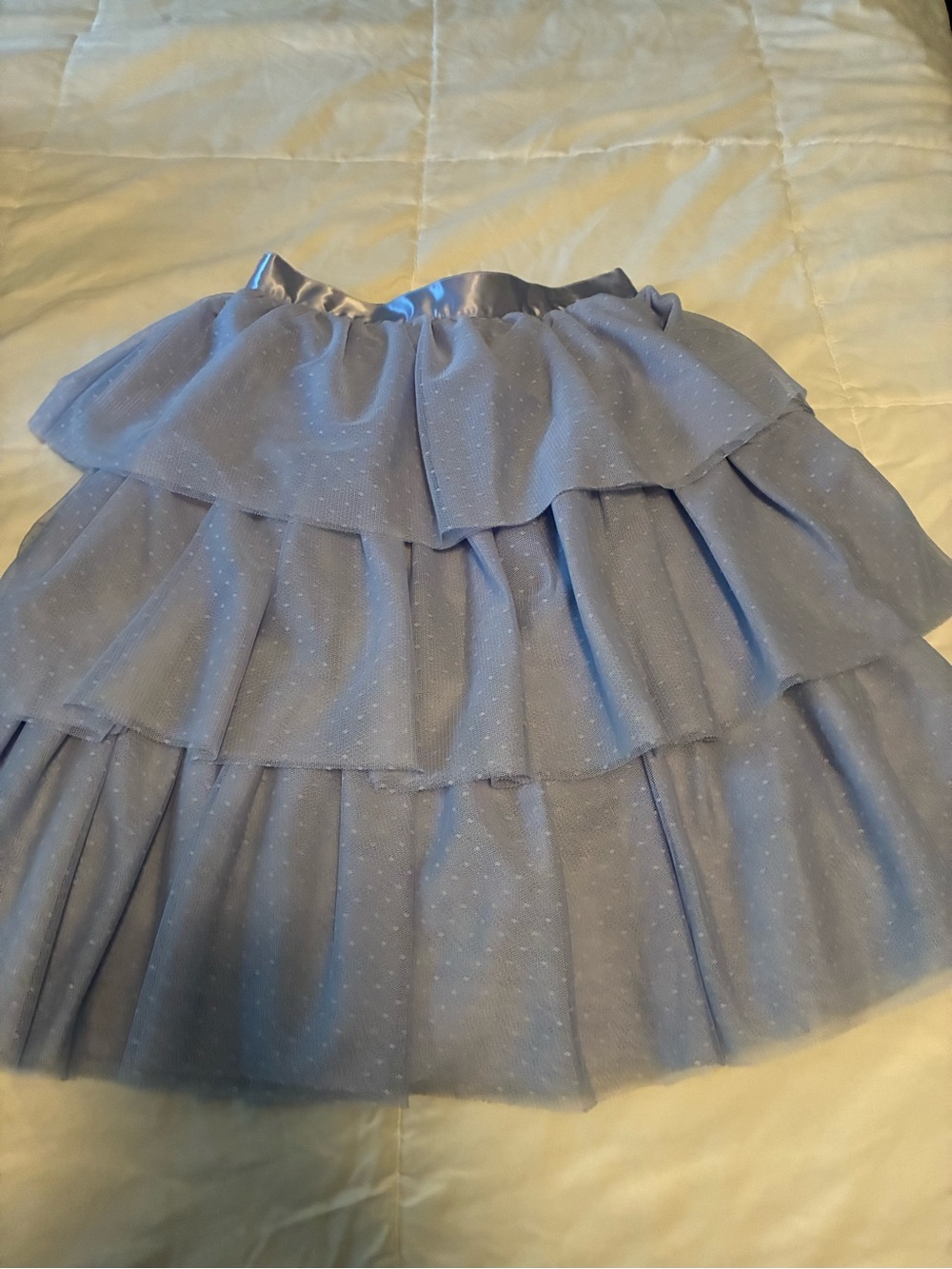 Janie and Jack Light Blue Tiered Dot Skirt